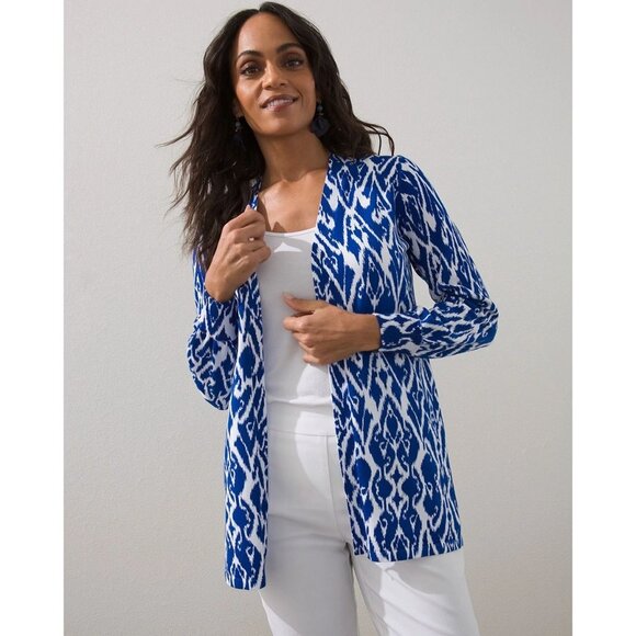 Chico’s Spun Rayon Ikat Stitched Cardigan M - Picture 2 of 9
